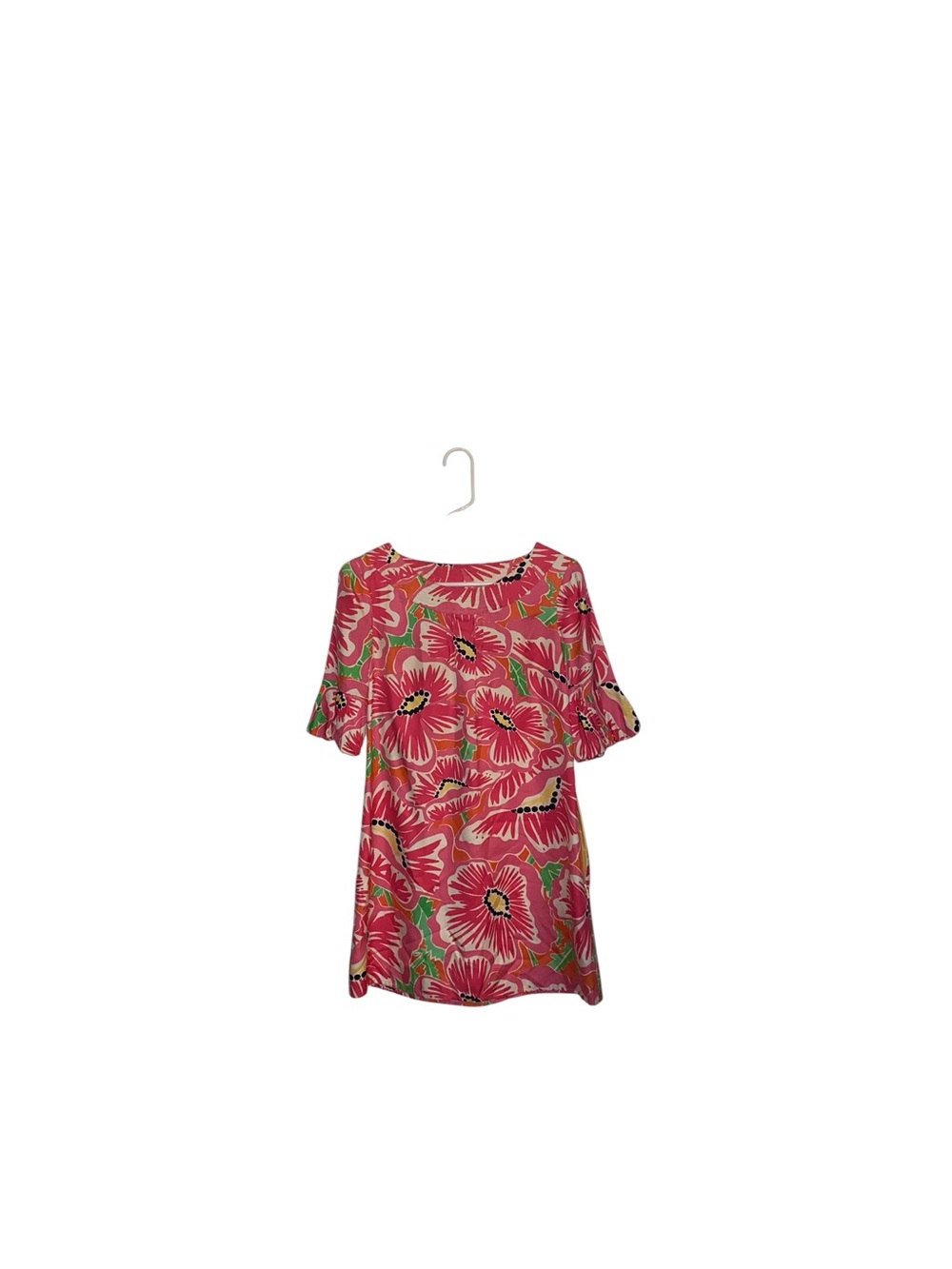 Lilly Pulitzer Dasha pink floral silk shift dress bell puff sleeves Resortwear - Picture 6 of 12